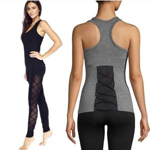 ELECTRIC YOGA Black Lace Up Back Stretch Tank Top